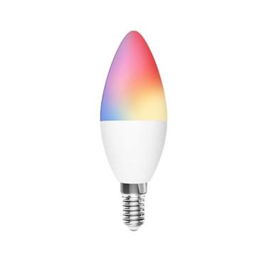 Imagem de ngnsky A lâmpada Zigbee WiFi E14 Smart RGBCW funciona com Alexa e Google Home SmartThings, aplicativo e controle de voz, é necessário o ZigBee Hub.