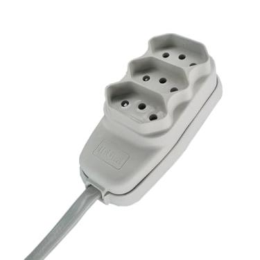 Imagem de Extensão eletrica 10A 2,5 metros com 3 Tomada de 2 P+T Ilumi Cor:Cinza