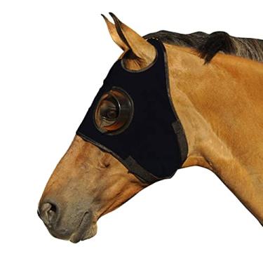 Imagem de Intrepid International Máscara de cavalo - Capuz pisca-pisca para corrida e treinamento, material elástico, fecho de fita de toque, persianas, auxílio de visibilidade lateral e traseira limitada