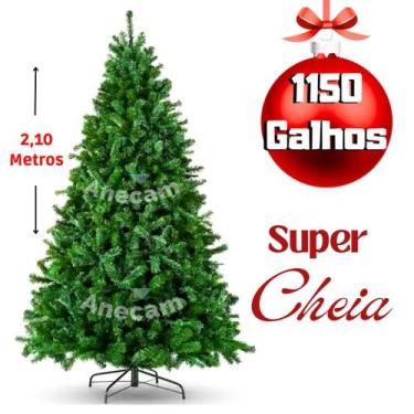 Imagem de Arvore De Natal Grande 2,10 Metros 1150 Galhos Super Cheia Base De Fer