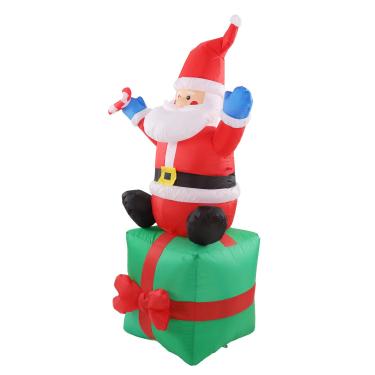 Imagem de Decoração de Papai Noel Inflável, Luz LED Reutilizável 6 Pés de Altura Papai Noel Inflável Com Corda para Uso Externo (Plugue dos EUA)