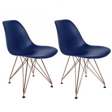 Imagem de Conjunto Com 2 Cadeiras Eames Eiffel Azul Bic Empório Tiffany Base Cob