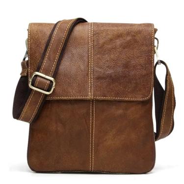 Imagem de Bolsa de ombro masculina em couro legítimo Bolsa transversal Bolsa de mão e bolsas com alça de ombro ajustável (A)