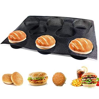 Imagem de Forma de coque de hambúrguer antiaderente de silicone para assar, formas de pão de hambúrguer, ótimas formas de padaria perfuradas para pão sem glúten