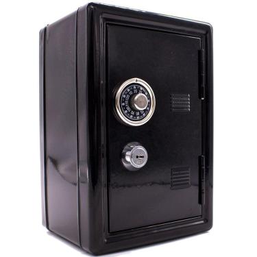 Imagem de Mini Cofre Mecânico Lorben com Segredo e Chaves Guardar Dinheiro Joias Preto