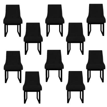 Imagem de Kit 10 Cadeiras Para Sala De Jantar Lizz Base De Ferro Veludo Preto -
