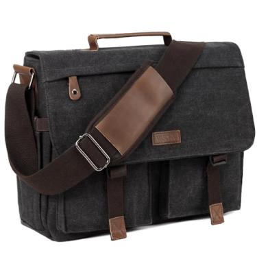 Imagem de Bolsa Mensageiro para Homem, VASCHY Bolsa de Laptop Maleta Vintage Masculina Bolsa Tran...