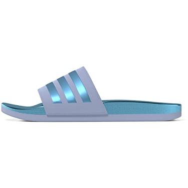 Imagem de adidas Sandália feminina Adilette Comfort Slides, Blue Dawn/Blue Fusion Metallic/Blue Dawn, 11