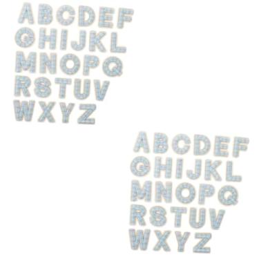 Imagem de TEHAUX 52 Peças etiqueta de pano de carta letras de ferro em patches grande ferro em letras remendo de carta ferro em remendos bordado roupas ferro pequeno distintivo Acessórios
