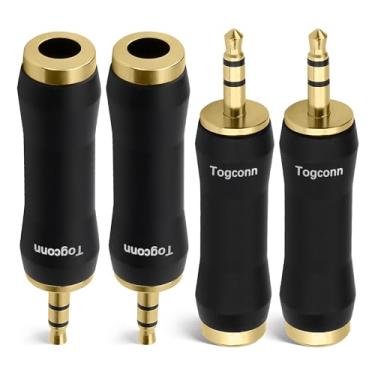 Imagem de Togconn Pacote com 4 adaptadores de 1/20.3 cm para 1/10.2 cm, TRS estéreo macho de 3,5 mm para conector fêmea de 6,35 mm, conector conversor de áudio de cobre puro banhado a ouro série de qualidade