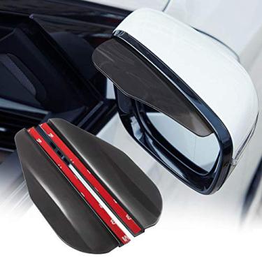 Imagem de TOMALL 2 espelhos retrovisores universais de fibra de carbono para chuva, sobrancelha, chuva, fumaça, acessórios para carros (preto)