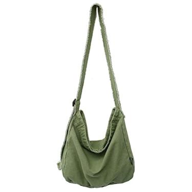Imagem de Bolsas Hobo de lona femininas grandes bolsas de ombro casuais bolsas transversais bolsa carteiro bolsa mensageiro para compras e viagens.., Verde A, 15.35 x 3.93 x 11.41 inches