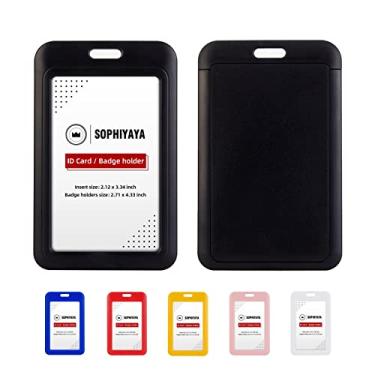 Imagem de Pacote com 12 porta-crachás deslizantes – Capa de plástico rígido resistente que protege documento de trabalho, cartão chave, cartões de crédito para escritório, fábrica, hospital e escola (preto)