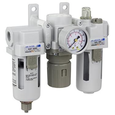 Imagem de Filtro PneumaticPlus SAU300-N03G Compressed Air Regulator Lubrificador Combo 3/8" NPT - Poly Tigela, Drenagem Manual, Bracket, Medidor
