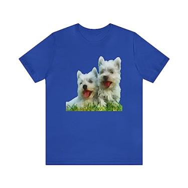 Imagem de Camiseta de manga curta unissex West Highland Terrier - Westie da Doggylips, Verdadeiro azul royal, P