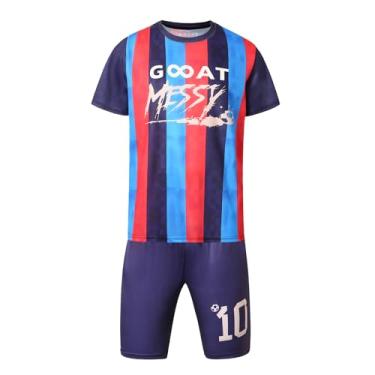 Imagem de yamerbo Camisa de futebol masculina, 10 Home Soccer Jersey 23/24, camisa de futebol para fãs, camiseta de treinamento de futebol para homens (XS-6GG), Camisa A1-Barcelona Vermelha Azul, 3G
