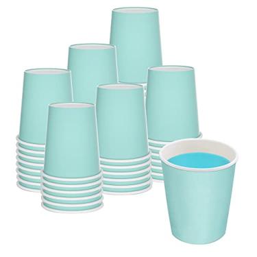 Imagem de BYAWAY Pacote com 600 copos de papel de 85 g, pequenos copos de papel para banheiro, mini copos de papel descartáveis, copos de enxaguante bucal azul celeste, xícaras de café, xícaras de chá, copos de