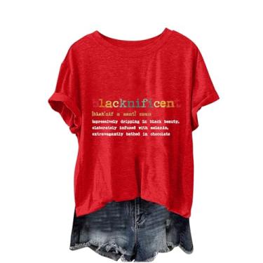 Imagem de Juneteenth Camiseta feminina Black History Emancipation Day Shirt 1865 Celebrate Freedom Tops Graphic Summer Casual, A1f-vermelho, XXG