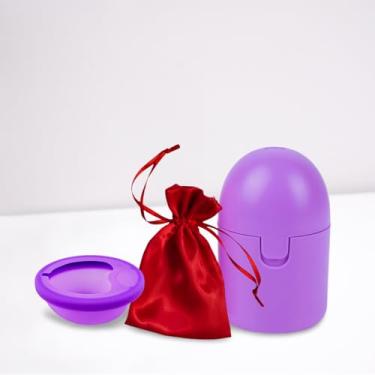 Imagem de Kit Disco Coletor Menstrual com Capsula Esterilizadora e saquinho para guardar - Coletor menstrual ecológico Reutilizável (Saquinho Vermelho + Esterilizador, Grande)