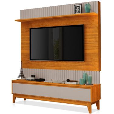 Imagem de Painel Home Estante Luapa Antalya 2 portas 1 gaveta largura de 1,80 metros Freijó Mani