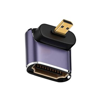 Imagem de chenyang Adaptador conversor CY Micro HDMI 2.1, Micro HDMI macho para HDMI fêmea 90 graus UP Angled UHD Adaptador conversor de extensão