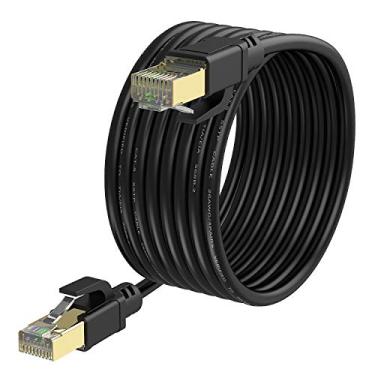 Imagem de Cabo Ethernet YixHG CAT 8 de 100 pés, cabo de rede de Internet, fios LAN de 40 Gbps 2000 MHz, cabos LAN SSTP de alta velocidade com conector RJ45 banhado a ouro para roteador, modem, jogos, Xbox (30,5