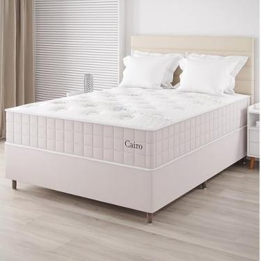 Imagem de Conjunto Colchão Mola Ensacada e Base Box Casal 67x138x188cm Cairo Yescasa Creme