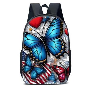 Imagem de MOCHILA ESCOLA INFANTIL JUVENIL ANIME BORBOLETA COLORIDA-Unissex