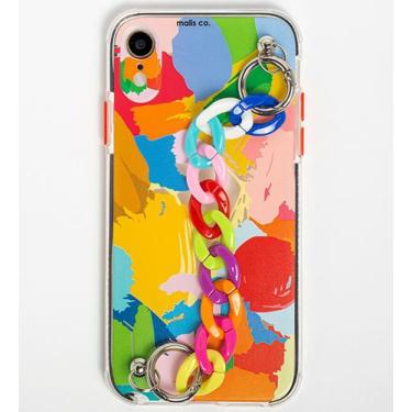 Imagem de Capa Capinha iPhone XR  Grafitte Silicone Arco Iris Abstrato Corrente 