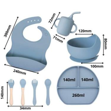 Imagem de Kit Alimentação Bebê /Baby/Criança de Silicone com 8 peças - MB PRODUT