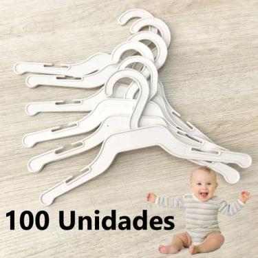Imagem de Kit 100 Cabide(s) Roupa Roupinha Bebê Menino Menina Infantil Baby Cust