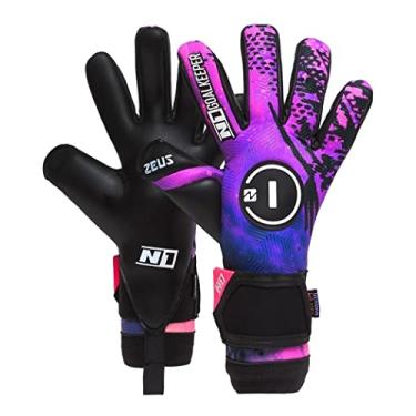 Imagem de N1 Goalkeeper gloves Zeus UGT+ Luvas de Goleiro Adulto para Futebol Profissional Ultraleves e Ajustáveis. De Látex Alemão com Fecho de Dupla Fita. Agarre Extremo e Antiderrapante. Roxo. 11