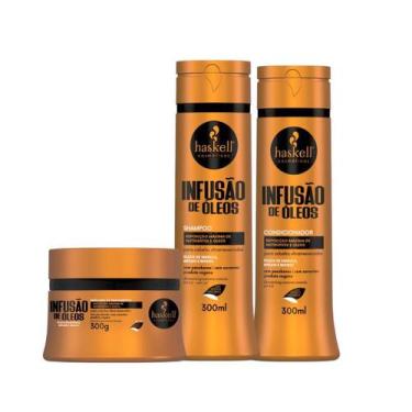 Imagem de Kit Shampoo Condicionador e Máscara Nutrição Infusão de Óleos Haskell 