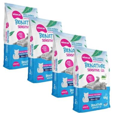 Imagem de Areia Para Gatos Sensitive biodegradavel 4kg Kit 4Un - Wisecat