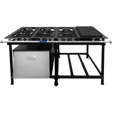 Imagem de Fogão Industrial 6 Bocas 30x30 Baixa Pressão P7 com Forno e Chapa JCN 