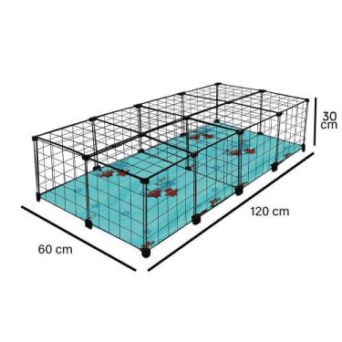 Imagem de Cercado Porquinho Da ÍNdia 2 Em 1 Abertura Teto 60x120x30 Cm Fundo E S