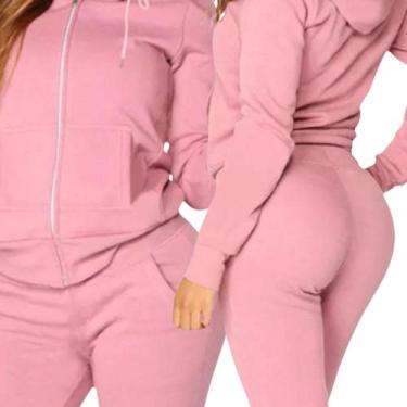 Imagem de Conjunto  Moletom  Feminino Agasalho Blusa de frio Calça inverno  - Gi