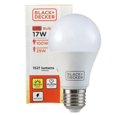 Imagem de Kit 2 Lampada Led Bulbo PERA 17w E27 Branco Neutro 4000K - Black+Decke