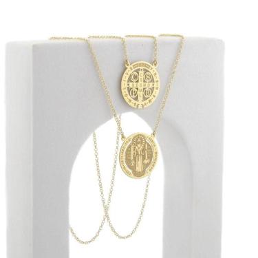 Imagem de Escapulário São Bento Medalha Grande Ouro 18k 750 - JOIE JOIAS FINAS