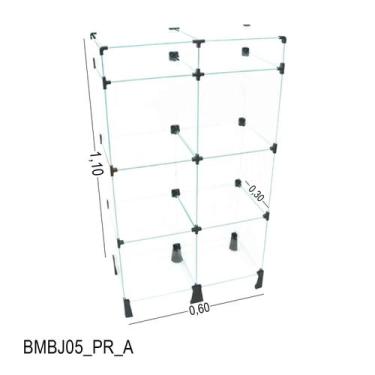 Imagem de Balcão de Vidro com Porta Bijuteria - C/ Conectivo Preto -  - 0,60 x 1