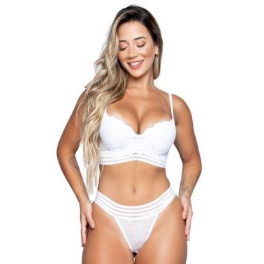 Imagem de Conjunto Lingerie WLS Modas Bojo e Renda Com Elástico Sensual, M, Bran