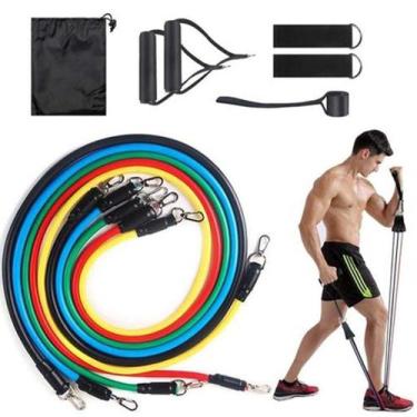 Imagem de  Kit Elástico 11 Peças Tubing Treino Exercício Extensor - Bc Bora Cole