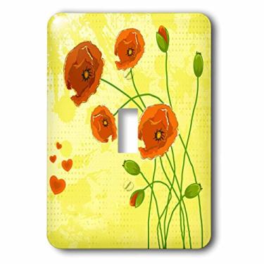 Imagem de 3dRose LSP_236014_1 Lindas flores de papoula laranja em um fundo de bolinhas amarelas interruptor único