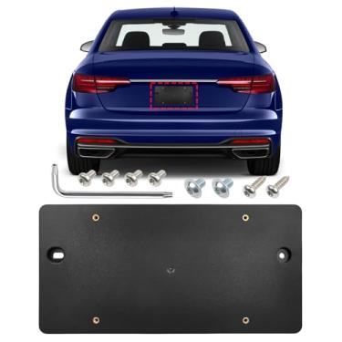 Imagem de TOP-MAX Suporte de placa de licença traseira compatível com Audi 2014-2024 A3 A4 A5 A6 A7 S3 S4 S5 S6 S7 RS5 RS7 Q3 Q5 Q7 SQ5, preto sem broca kit de montagem de placa de licença