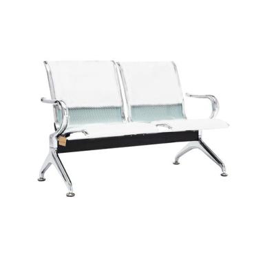 Imagem de Cadeira Longarina Com Est Cromada 2 Lugares Colors - Mak Decor, Branco