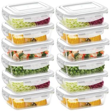 Imagem de 12 Potes Hermético Vidro Retangular Freezer Microondas 640ml - LP Hous