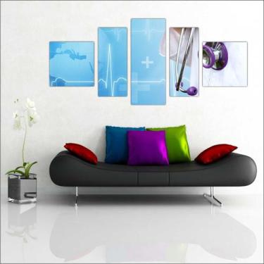 Imagem de Quadro Decorativo Consultórios Médicos Medicina Mosaico 5 Peças T7 - V