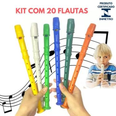 Imagem de Kit 20 Flauta Brinquedo Infantil Plastico Kit Festa Prenda Lembrancinh