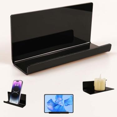 Imagem de Pansyling Suporte adesivo de parede para tablet, prateleiras flutuantes de acrílico, suporte de parede para eReader, suporte de smartphone para quarto, sala de estar, dormitório, prateleira de