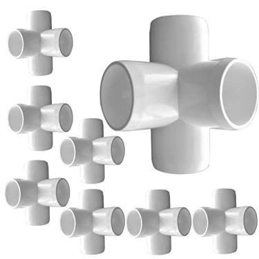 Imagem de Pacote com 8 acessórios de PVC de 3,8 cm, acessórios de PVC de cotovelo de 4 vias para móveis de PVC resistentes, camisetas de saída lateral de 4 vias SCH 40, conexões de PVC para conexões de tubos de